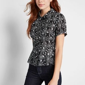 Modcloth Spider Web Peplum Top
